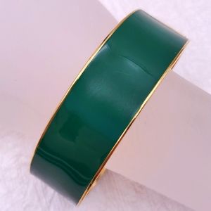 J. Crew Hunter Green & Gold Tone Bangle Bracelet